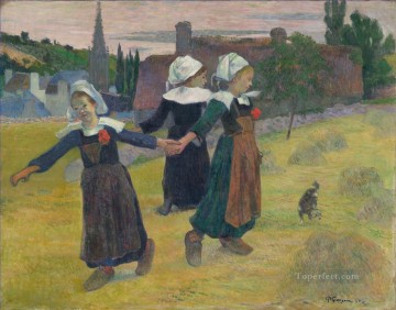Chicas Bretonas Bailando Pont Aven Postimpresionismo Primitivismo Paul Gauguin Pinturas al óleo